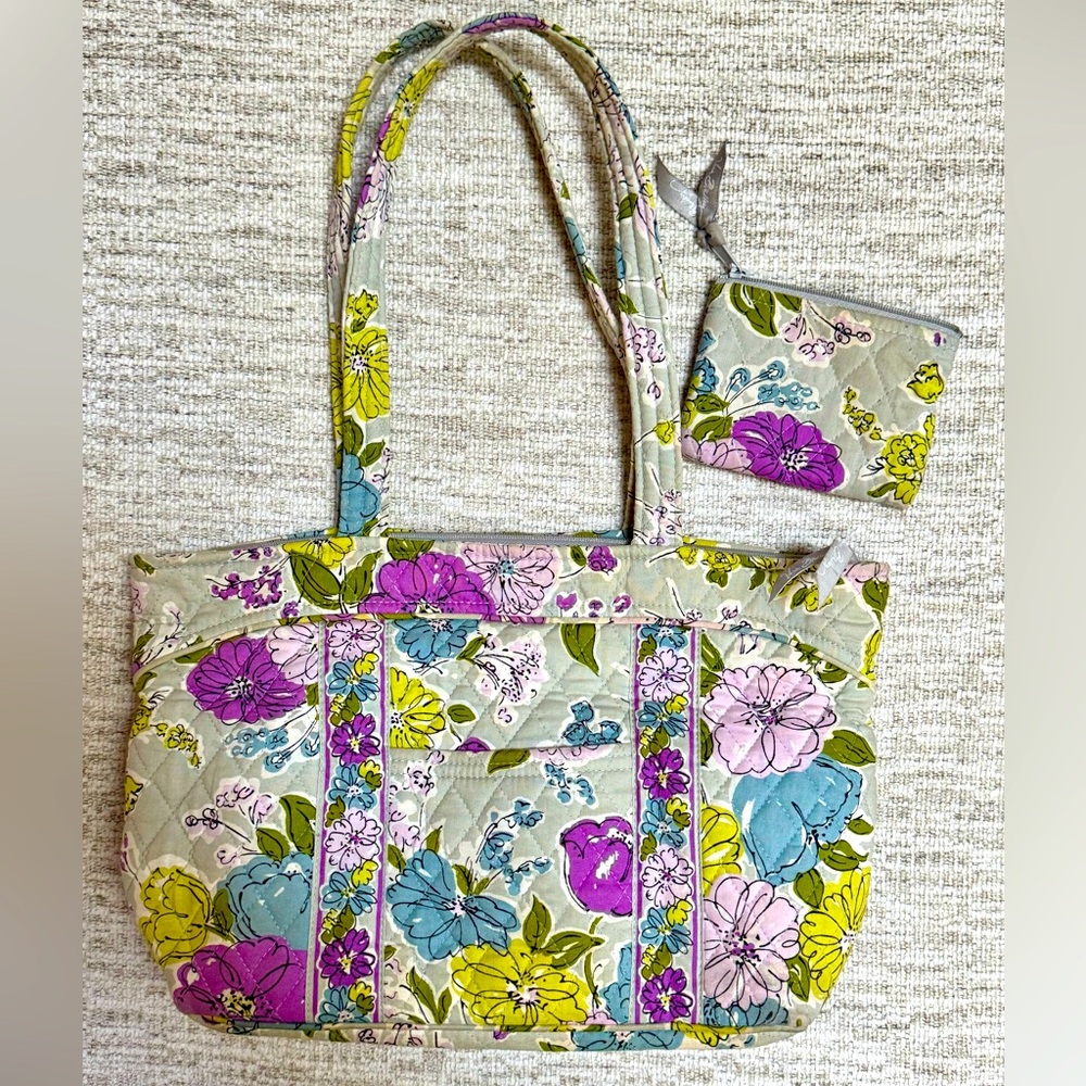 Vera Bradley Watercolor Floral purse with matching pouch